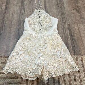Embroidered gold romper
